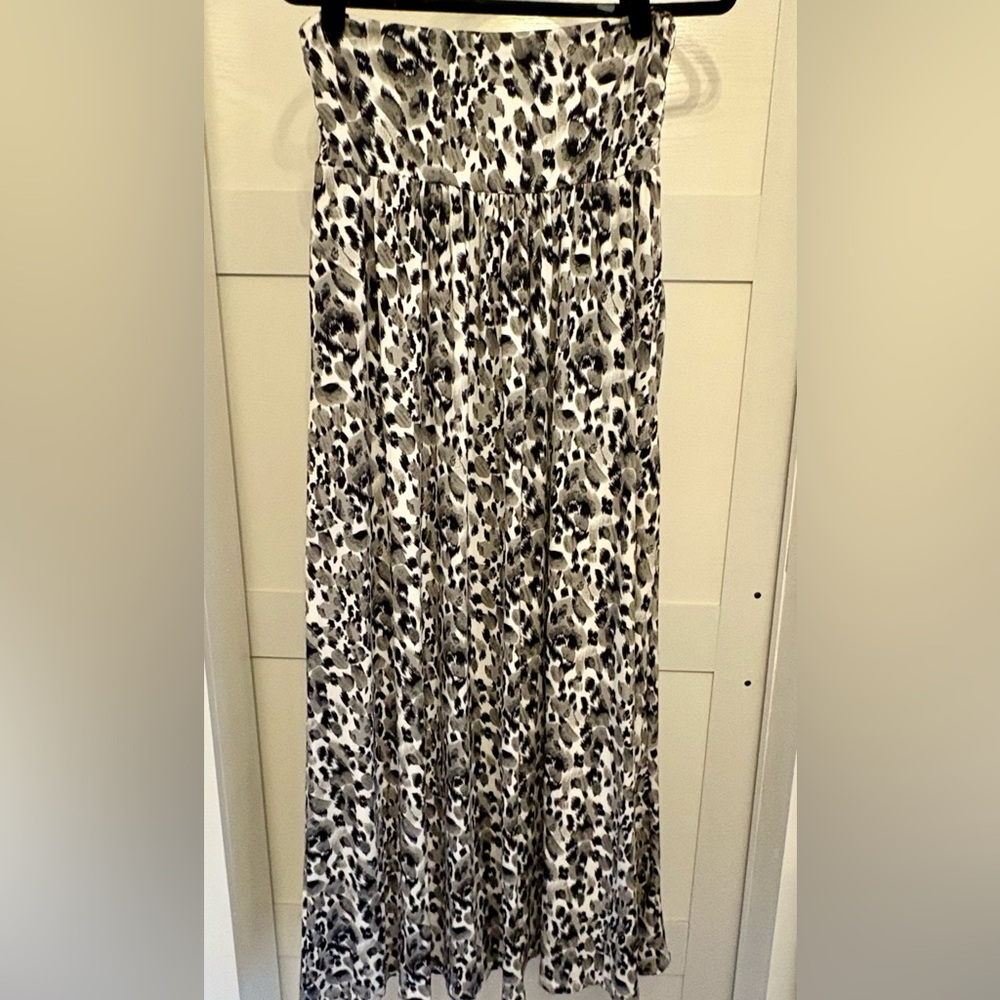 Doublju Black and White Animal Print Maxi Skirt